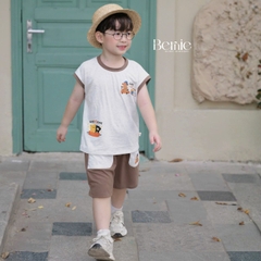 Set bộ tanktop cho bé trai họa tiết Brownie phong cách hàn quốc kèm quần short size 9 tới 28kg BERNIE T0326B46