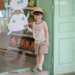 Set bộ ba lỗ cho bé trai in tràn động vật ngộ ngĩnh kèm quần short size 9 tới 25kg BERNIE H0226B30