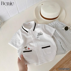 Set bộ sơ mi tay ngắn cho bé trai phối màu họa tiết Summer kèm quần short size 9 đến 25kg BERNIE H1225B15Đ