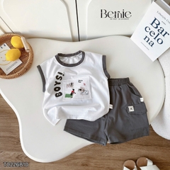Set bộ bé trai áo tanktop họa tiết Boys phong cách hàn quốc kèm quần short size 1 tới 7 tuổi BERNIE T0226B10