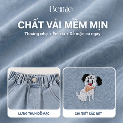  Quần short quần jean thêu Cún dễ thương cho bé trai đi chơi đi học size 11kg tới 28kg BERNIE KIDS T0326Q15