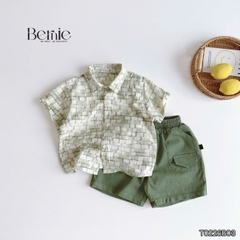 Set sơ mi bé trai Olive Boy áo tay ngắn họa tiết loang kèm quần short 11kg tới 28kg BERNIE T0226B03