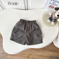Set bộ tay ngắn áo thun họa tiết Happy Worker kèm quần short kaki cho bé trai size 9 đến 28kg BERNIE H0326B35