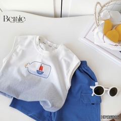 Set bộ áo tanktop Sailor loang xanh kèm quần short cho bé trai đi chơi đi biển size 1 tới 7 tuổi BERNIE H0126B16