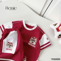 Set bộ bé trai áo thun tay ngắn Trung thu Lân đỏ kèm quần short cho bé trai size 9 đến 25kg BERNIE T0626B53