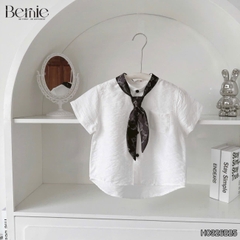 Set bộ đũi áo sơ mi cổ trụ phối khăn kèm quần short cho bé trai đi chơi đi biển size 11kg tới 28kg BERNIE H0326B25