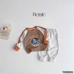 Set bộ dài tay áo thun raplang phối màu Space Dog kèm quần dài cho bé trai size 9 tới 25kg BERNIE T0526B19