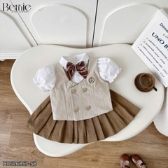 Set vest gi lê 4CT phối viền Royal cho bé trai bé gái kèm cà vạt hoặc nơ size 9 tới 28kg BERNIE H0526B58 