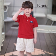  Set bộ polo ngắn tay nhiều màu cho bé trai họa tiết thêu ô tô kèm quần short kaki size 9 tới 25kg BERNIE H0625B40