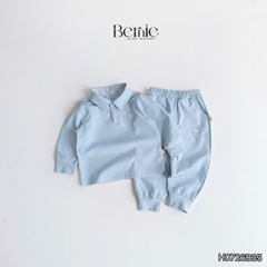 Set bộ dài chất thun cotton áo polo thêu ngựa kèm quần dài cho bé trai size 9 tới 25kg BERNIE H0726B35