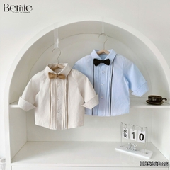 Set sơ mi Little Gentleman áo tay dài quần kaki kèm nơ cổ cho bé trai 9 tới 25kg BERNIE H0526B46