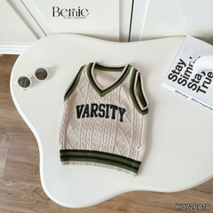 Áo gile len vặn thừng phong cách hàn quốc Varsity cho bé trai size 9 tới 25kg BERNIE H0726A18