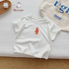 Áo phông cộc tay trơn cho bé trai bé gái unisex ngắn tay cotton màu trắng vàng 1 đến 7 tuổi BERNIE