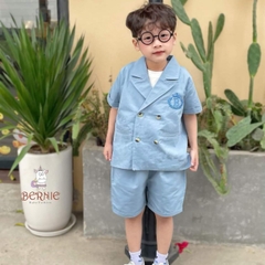 Đồ bộ vest cho bé trai cộc tay phong cách hàn quốc chất chéo hàn 1 đến 7 tuổi BERNIE Kids