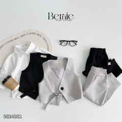 Set đồ vest gile dài công tử cổ V 3 chi tiết phong cách hàn quốc cho bé trai 1 đến 7 tuổi Bernie 0824B51