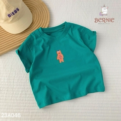 Áo phông cộc tay trơn cho bé trai bé gái unisex ngắn tay cotton màu trắng vàng 1 đến 7 tuổi BERNIE