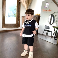 Set đồ bộ thun ngắn tay hiphop basic unisex cho bé trai bé gái phong cách hàn quốc 1 đến 7 tuổi BERNIE