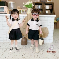 Set độ đồ thun Polo ngắn tay cho bé trai bé gái đồng phục BERNIE thủy thủ quần short chân váy xếp ly 8-30kg H0924B04