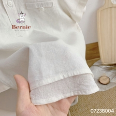 Set sơ mi đũi kaki trắng công tử ngắn cho bé trai màu trắng màu be bộ đồ sành điệu 1 đến 7 tuổi BERNIE