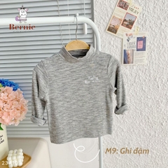 Áo phông cố lọ cao 3 phân dài tay basic cho bé trai bé gái thun cotton tăm 1 đến 7 tuổi BERNIE kids