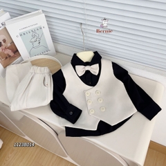 Đồ vest bé trai 4 chi tiết áo vest quần dài dáng âu màu đen kem đi tiệc 1 đến 7 tuổi BERNIE 1123B014