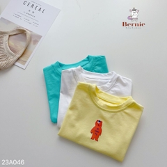 Áo phông cộc tay trơn cho bé trai bé gái unisex ngắn tay cotton màu trắng vàng 1 đến 7 tuổi BERNIE