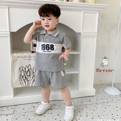Đồ bộ ngắn tay cho bé trai áo thun polo cổ đức 1968 và quần short 1 đến 7 tuổi BERNIE Kids 0823B016