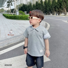 Áo thun polo cho bé trai unisex màu trắng đen xanh ghi 1 đến 7 tuổi BERNIE 0124A20