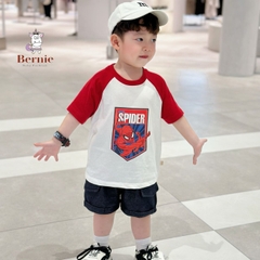 Set bộ cho bé trai in hình siêu nhân áo thun zaclang và quần short ngắn cho bé từ 1 đến 7 tuổi BERNIE 1123B025
