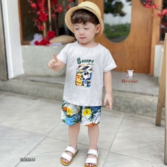 Set bộ thun tay ngắn set đi biển họa tiết Snoopy bé trai mềm mại size 1 đến 7 tuổi BERNIE 0124B43