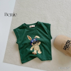 Áo thun ba lỗ sát nách dáng tank top hàn quốc in thỏ cho bé trai bé gái từ 1 đến 7t BERNIE 0324A15