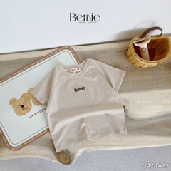 Áo phông tay ngắn thêu logo BERNIE phong cách hàn quốc bé trai 8 đến 25kg đi chơi đi học 0424A15