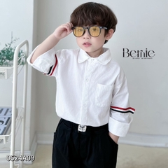 Áo sơ mi tay dài phối viền tay áo cho bé trai đi chơi đi tiệc sành điệu 1 đến 7 tuổi BERNIE 0524A09