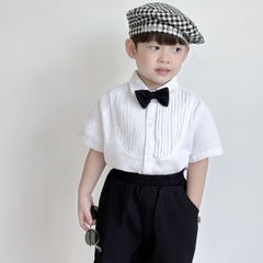 Set vest gile sơ mi ngắn tay cho bé trai phong cách Hàn Quốc cho bé mặc sinh nhật, thôi nôi đi tiệc BERNIE 0624B07 (Size 1-7 tuổi)