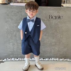 Set vest gile ngắn tay công tử hàn quốc túi khăn cho bé trai thôi nôi sinh nhật đi tiệc 1đến 7 tuổi BERNIE 0424B32
