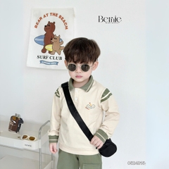 Set bộ thunpolo dài tay phối sọc tay họa tiết Bernie cho bé trai đi chơi đi học 1 đến 7t BERNIE 0524B15