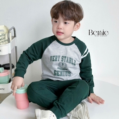 Set bộ thun dài tay raplang cotton da cá họa tiết in chữ thể thao cho bé trai 1 đến 7 tuổi BERNIE 0424B27