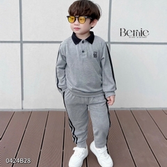Set bộ thun dài tay raplang cotton da cá họa tiết in chữ thể thao cho bé trai 1 đến 7 tuổi BERNIE 0424B27