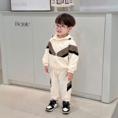 Set bộ gió dài tay thể thao sơ mi phối màu phong cách hàn quốc cho bé trai size 1 đến 7 tuổi BERNIE 0624B26