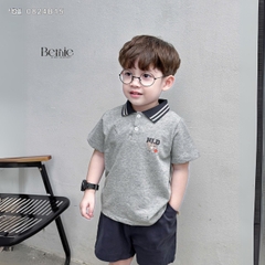  Set bộ thun polo cổ dệt tay ngắn cho bé trai họa tiết in chữ kèm quần short kaki size 1 đến 7 tuổi BERNIE 0824B15