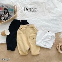 Quần kaki dài bé trai phối túi hộp đính cúc nhiều màu bé trai đi học đi chơi 1đến 7t BERNIE 0624Q32