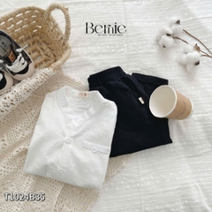 Set sơ mi trắng dài tay cổ trụ basic phong cách hàn quốc cho bé trai 1 đến 7 tuổi BERNIE T1024B35