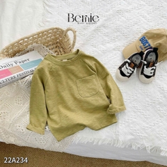 Áo phông trơn dài tay unisex cho bé trai gái BERNIE cotton xược mềm mại nhiều màu 8 đến 25kg 22A234