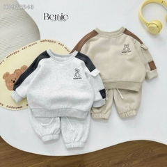 Set bộ quần áo thun dài tay thu đông cho bé trai chất liệu nỉ bông 1 đến 7 tuổi BERNIE H0924B43