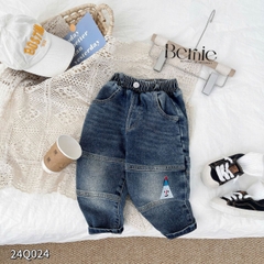Quần dài quần denim túi hộp phong cách cho bé trai phong cách sành điệu 1 đến 7 tuổi BERNIE 24Q024