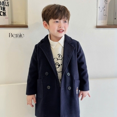 Áo khoác dạ măng tô mangto cho bé trai bé gái unisex 1 đến 7 tuổi màu xanh than màu be Bernie 0924A16