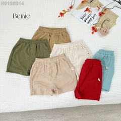 Đồ bộ unisex tay ngắn chất thun tăm cho bé trai bé gái họa tiết thêu gấu size từ 9 đến 24kg BERNIE H0125B14