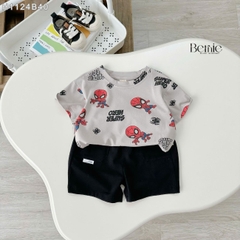 Set bộ siêu nhân Super hero tay ngắn cho bé trai kèm quần short size 9 tới 28kg  BERNIE H1124B40