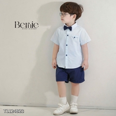 Set sơ mi bé trai công tử kèm nơ cho bé thôi nôi sinh nhật sự kiện size 9 tới 28kg BERNIE T1124B23