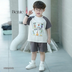 Set bộ thun tay ngắn set raplang họa tiết hoạt hình cho bé trai chất thun cotton mềm size 1 đến 7 tuổi BERNIE H0924B42